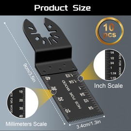 10Pcs 34mm Multi Tool Blades Universal Oscillating Saw Blades, Professional Wood Metal Cutter Quick Release for Bosch Craftsman Dremel Fein Ridgid Tch Makita Milwaukee