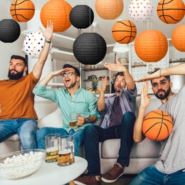 Bencailor 12 Pcs Paper Lanterns Hanging Decoration Party Supplies for Christmas Sports (Basketball)