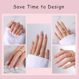 Dsixnails Uñas francesas cortas con punta de ataúd, 150 uñas postizas suaves en 15 tamaños, uñas de gel francesas acrílicas preduradas, extensiones de