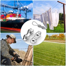 Rybtd 12PCS M3 Duplex Steel Wire Rope Clamps Double Clips Clamps Buckle A4 AISI Wire Rope Clip 316 Multi-strand 304 Stainless Steel Poly Rope Connector for Make Coils Temporary Fences Winch Ropes