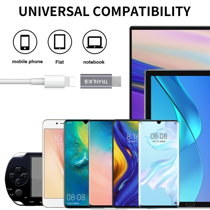 TRANLIKS 2 Pack Micro USB to Lighting, Lighting Female to