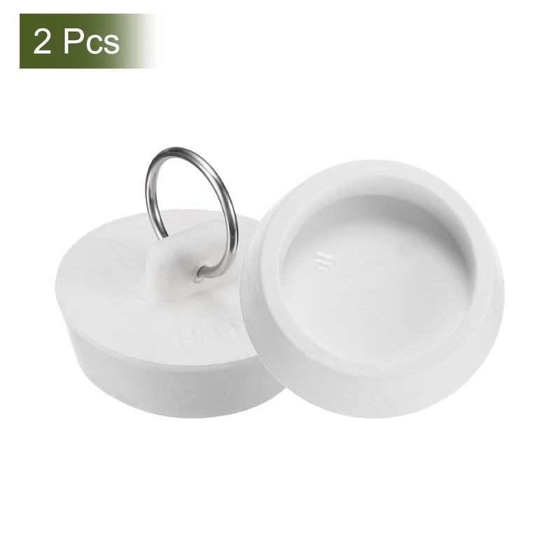 Sourcing Map 2 Pcs White Rubber Bathtub Stoppers, 1-5/8" to
