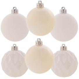 KADAX Plastic Christmas Baubles, Set of 6 Baubles, Christmas Tree Baubles, Christmas Tree Baubles, Christmas Tree Decorations, Christmas Decoration (White)