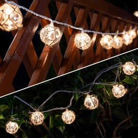Nautical Fish Float String Lights Outdoor, Beach String Lights Set of 10 Clear G50 Ball Nautical Float Lights String for Room Wall Decor Outdoor Patio Decorations