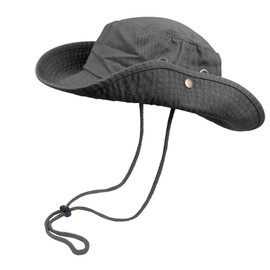 Bucket Hat Hiking Fishing Wide Brim UV Sun Protection Safari Unisex Boonie (Dark Grey, Small/Medium)