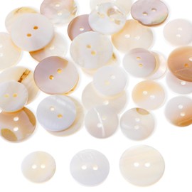Andibro 15/18/20 mm Mother of Pearl Buttons, Natural Shell Buttons, Pack of 30 Natural Shimmering Mother of Pearl Buttons, White Flat Buttons, Shirt Buttons for Clothes, Crafts, Sewing, Scrapbooking