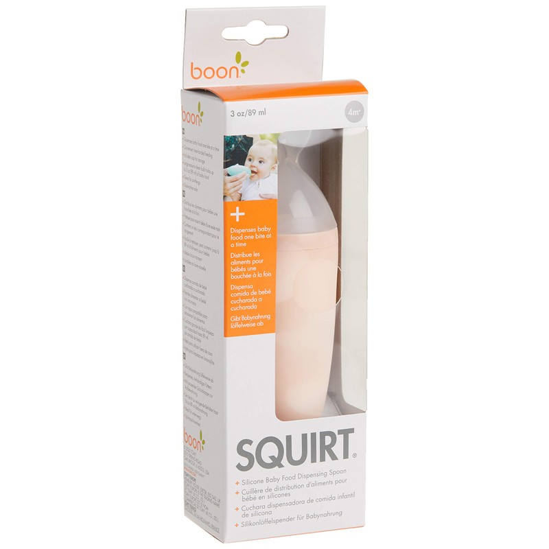 Boon Squirt Silicone Baby Food Dispensing Spoon, Pink