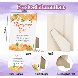 Mom-osa Bar Baby Shower Tabletop Sign With Stand, Orange Citrus Gender Neutral Wooden Game Sign for Baby Shower Mom Birthday Mother's Day Decor, Gender Reveal Party Favors Supplies-MQ402