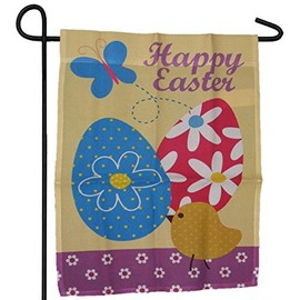12x18 Printed Happy Easter Eggs Duck Garden Flag 12"x18"