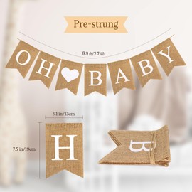 Baby Burlap Banner, NO-DIY Oh Baby Banner for Baby Shower Decorations, oh Baby Sign for Backdrop, Neutral Gender Reveal Party, Boy and Girl