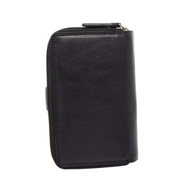 Womens Soft Leather Clutch Wallet Zip Around Cards ID Coins Banknotes Holder Purse AV33 (Black)