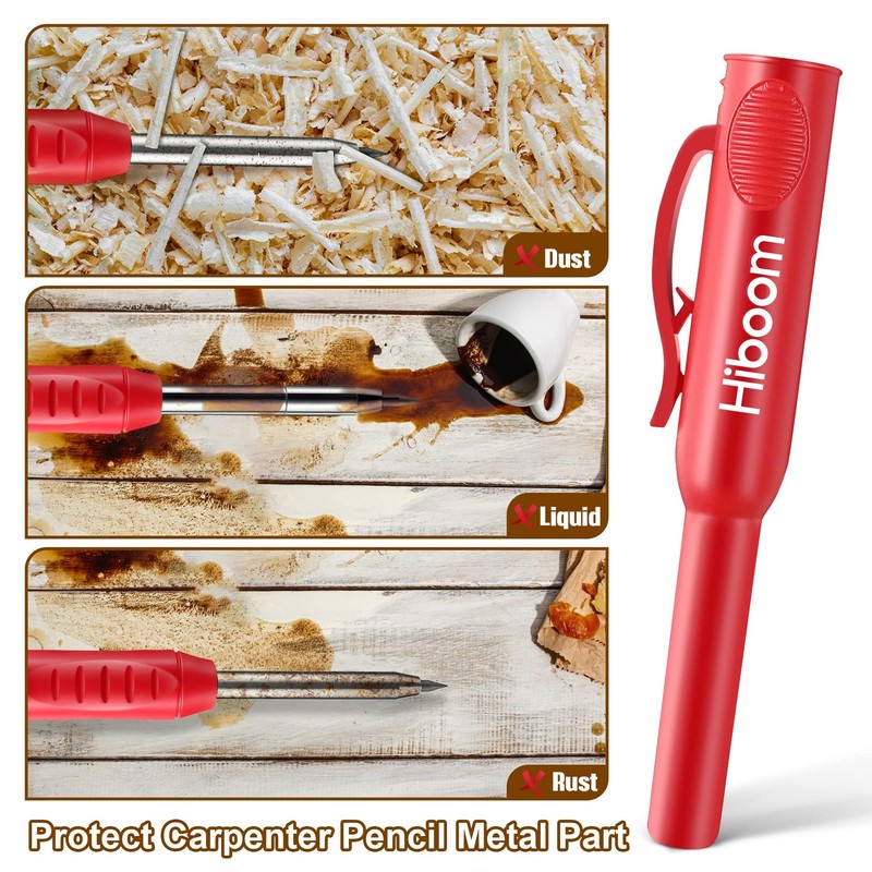 Hiboom 2 Pack Solid Carpenter Pencils with Pencil Cap and