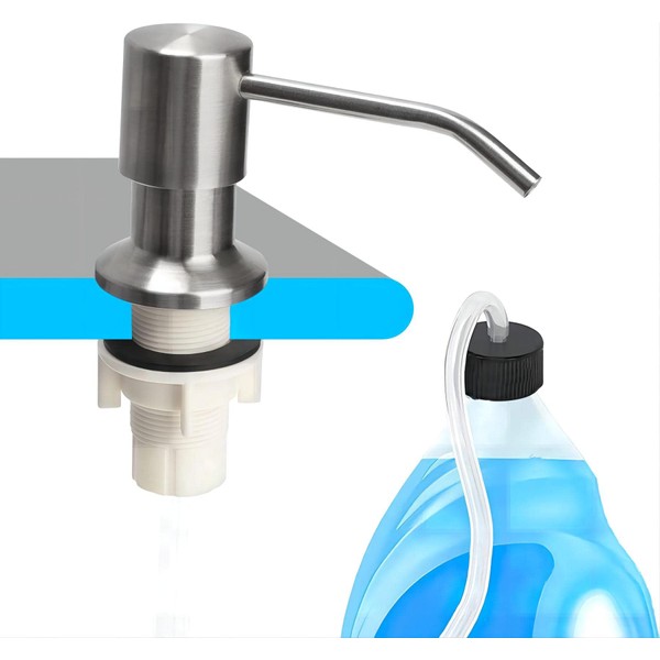 Dish Soap Dispenser for Kitchen Sink and Tube Kit, 47" Tube Connects Pump Directly to Soap Bottle