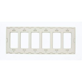 Leviton 80326-SW 6-Gang Decora Plus Wallplate Screwless Snap-On Mount (White)
