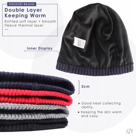 HASAGEI Knitted Hat Women's Beanie Men Women Hat Thick Fleece Hat Thermal Breathable Unisex Cuffed Beanie Hat Men Soft Knitted Hat Autumn Winter Stretch Winter Hat, blue