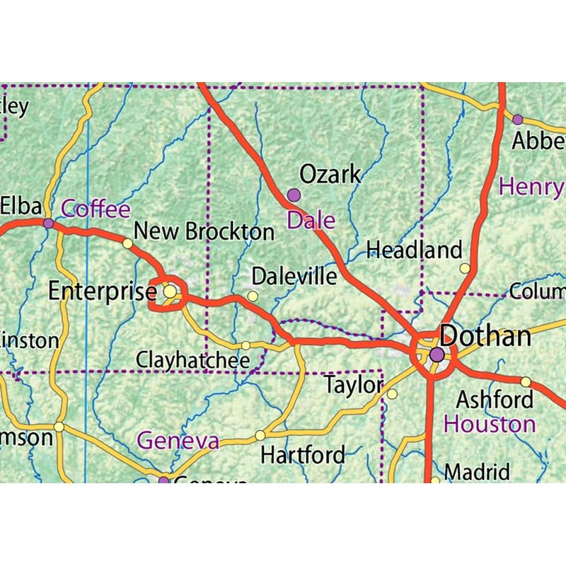 Alabama Physical Map - 16.9 x 24.4 inches - Paper