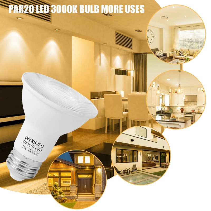 WYXBJFC Par20 LED Bulbs 7w (Equivalent 50w), 6 Pack Dimmable