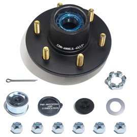 LUXTRKSTO 1 Set 6 on 5.5'' Trailer Hub Kit for 5200-6000 lbs 1.25'' to 1.75'' #D42 Tapered Spindle Axle, Prelubricated 25580 15123 Bearings 6x5.5'' Trailer Idler Hub 6 Lug Bolt Trailer Wheel Hub Kits