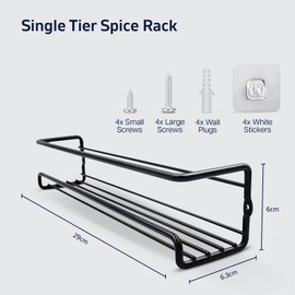 Besto Spice Rack for Inside Cupboard Single Tier Spice Organiser for Herbs, Spices and Condiments - Wall/Door Mounted Kitchen Metal Shelf- Pack of 2 Single Tier
