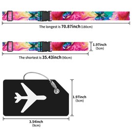 ZOOEASS 2 Pack Adjustable Luggage Straps,Heavy Duty Suitcase Belts,Luggage Tag Travel Packing Straps with Quick Release Buckle（Colorful Butterfly）