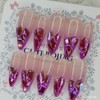 Glass bead purple gradient handmade nail tip - Oval M