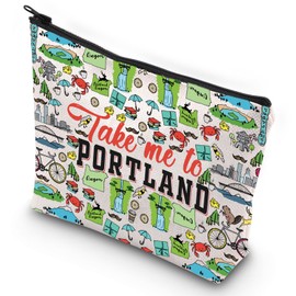 G2TUP Portland Oregon Travel Cosmetic Bag Portland Landmarks Souvenirs Gift Take Me To Portland Zipper Pouch Bag Portland Merch (Take Me To Portland)
