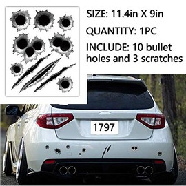 1797 Calcomanías Pegatinas para Automóvil Agujeros de Bala Calcomanía 3D Pegatina Accesorios para Vehículos Partes de Decoración Emblema PVC Impermeable Camiones Carrocería Parachoques Puerta Maletero