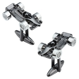 Gun Black Mini Racing Cufflinks For Men With Gift Box.