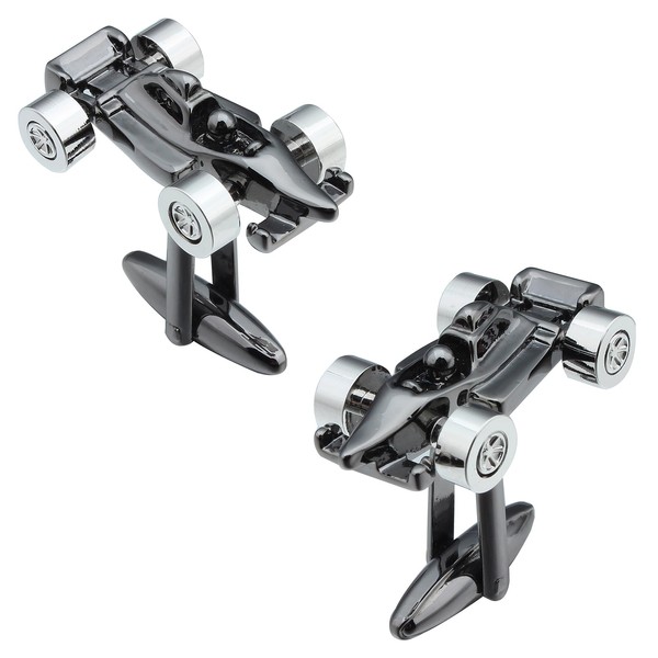 Gun Black Mini Racing Cufflinks For Men With Gift Box.