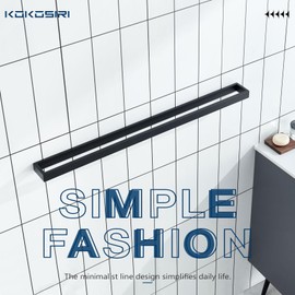 KOKOSIRI Towel Bar Matte Black Bath Towel Holder 32-Inch Kitchen Rack Stainless Steel for Bathroom Hardware Wall Mounted, 1 Pack B4008BK-L32