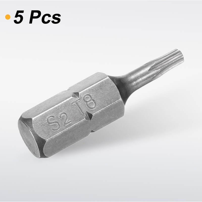 HARFINGTON 5pcs T8 Torx Screwdriver Bit 1/4" Hex Shank 25mm/1"
