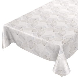 ANRO Oilcloth Tablecloth Oilcloth Tablecloth Washable Abstract Mood Leaf Grey 100 x 140 cm