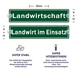 Set of 2 Suction Cup Sign - Farmer in Use Sign for Car with Suction Cup - Agriculture Car Sign Made of Acrylic Sign - Gifts for Farmer Windscreen 50 x 200 mm
