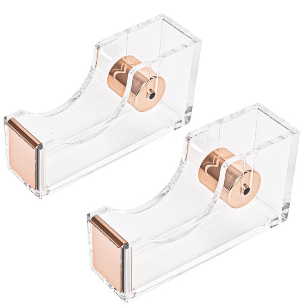 MATEPLUS 2-Piece Office Acrylic Tape Dispenser, Heavy Duty Adhensive Tape