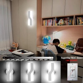 Kawell 12W Minimalist LED Wall Light 1%-100% Dimming Modern LED Wall Sconce Hardwired Indoor LED Wall Lamp Square for Bedside Hallway Study Kitchen, White 6000K