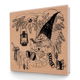 Newstamps Stamp Hammock Gnome Motif Stamp Made of Wood and Rubber for Cards and Gifts Making, Wooden Stamp for Christmas, Christmas Card, Advent, Scrapbook, Textile Stamp, Decoration, Friends