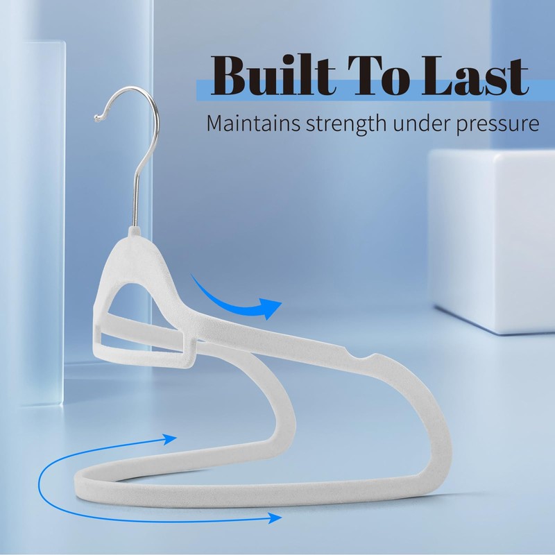 Smartor White Velvet Hangers 60 Pack, Space Saving Clothes Hangers