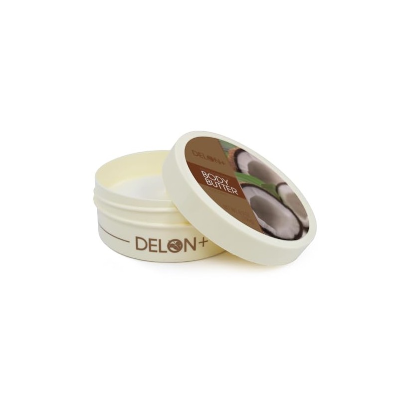 DELON Intense Moisturizing Body Butter, Coconut with Coconut Oil, 6.9