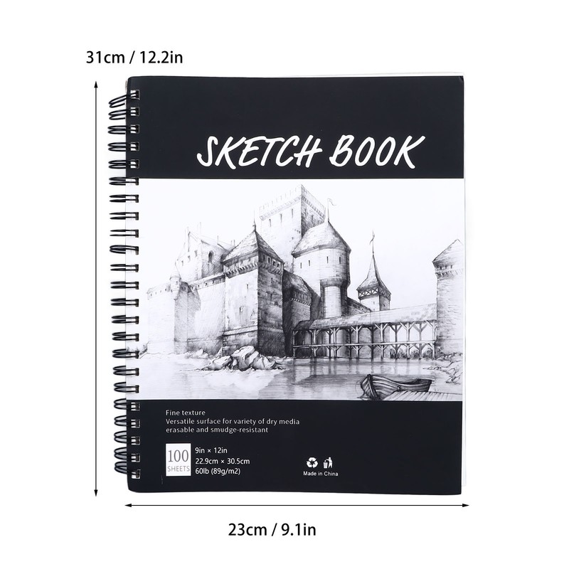 Art Sketchbook 100 Sheets 12in Long 9in Wide Erasable Smudge