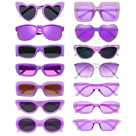 Pibupibu 14 Pack Purple Sunglasses Bulk Adult Party Favors, Classic Tready Eyewear Costume Accessories