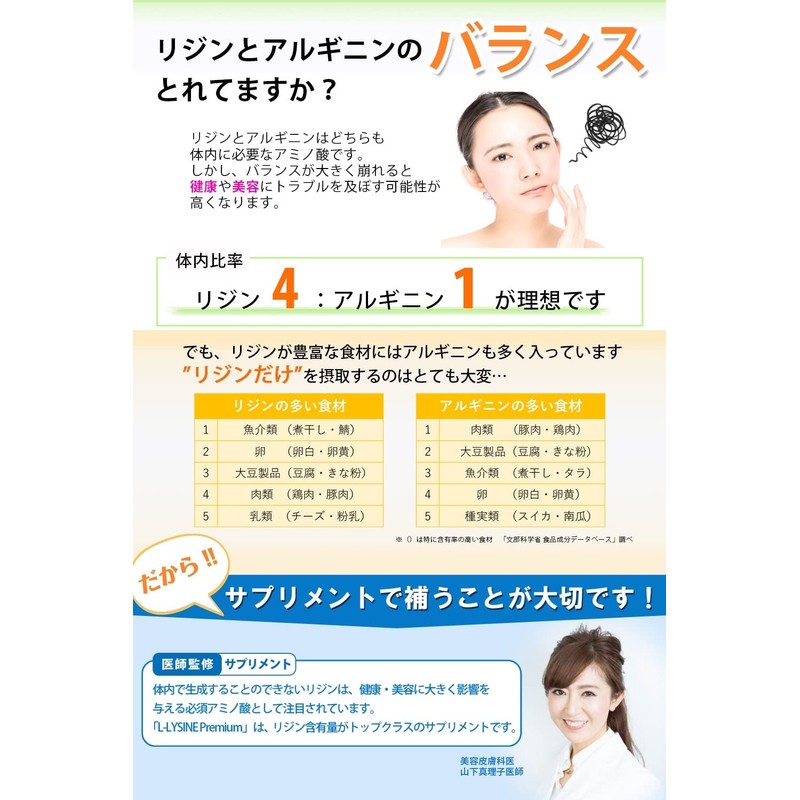 リジン サプリ 1日2,000mg L-リジン配合 L-LYSINE Premium (Lリジン プレミアム) 240粒 30～60日分
