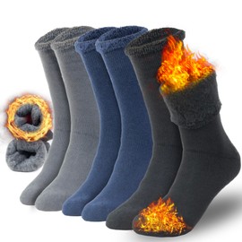 NevEND 3 Pairs Men's Winter Thermal Boot Thick Insulated Heated Wool Socks For Cold Weather Outdoor Activities Mixed