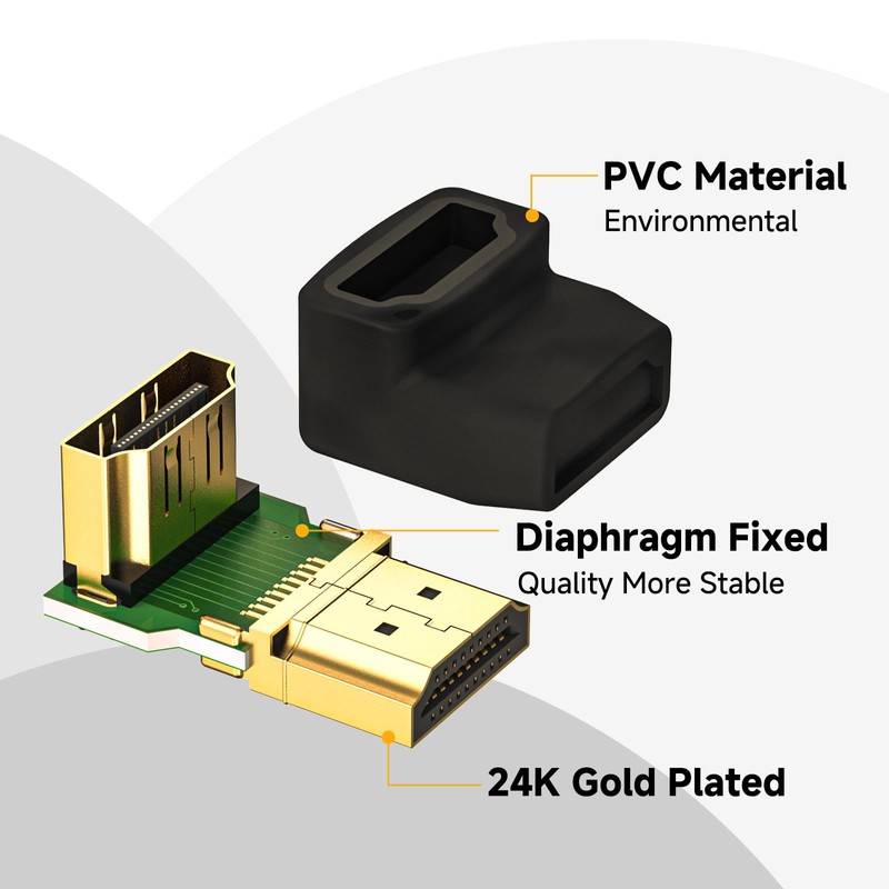 VCE HDMI 90 and 270 Degree Adapter 2-Pack, Right Angle