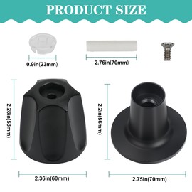 Qoroos 3 Piece Metal Shower Knob Replacement Compatible with Price Pfister Verve Tub Faucet Handle, Bathtub Knobs Include Hot/Cold/Diverter/Flange Base Replacement for Shower Trim Kit (Matte Black)