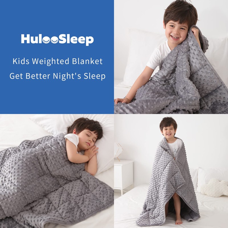 Kids Weighted Blanket Twin 7lbs (41"×60",Gray) Breathable Soft Minky Weighted