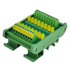 DIN Rail Mount 16 LEDs Indicator Light Module, Support 5~50VDC Common Positive/Negative (Yellow)