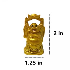 Set of 6 GOLDEN Feng Shui Laughing Maitreya Buddha Figures & Statue Luck