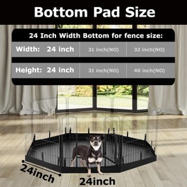 PJYuCien Dog Playpen Bottom Pad,Fits 24 Inch Width 8 Panels Regular Octagon Metal Exercise Pet Playpen,Black (Note:Playpen Not Included !!!)
