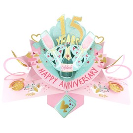 15 Years Happy 15th Anniversary Pop-Up Greeting Card Love Kate's 3D Pop Up Cards POP216MC15