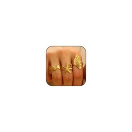 Gold Seashell Starfish Ring Set for Women,18k Gold Chunky Dainty Hawaii Beach Wave Waterproof Stackable Rings Fashion Adjustable Sea Shell Mermaid Ring Summer Beach Mermaid Jewelry Costume Accessories (Style-L)